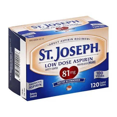 St.Joseph Aspirin 81Mg Enteric Coated Pain Reliever Tablets 120 Ea