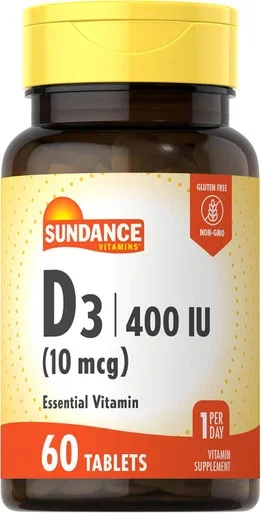 Sundance Vitamins High Potency D3 Vitamin Tablets 400 IU 60 Tabs