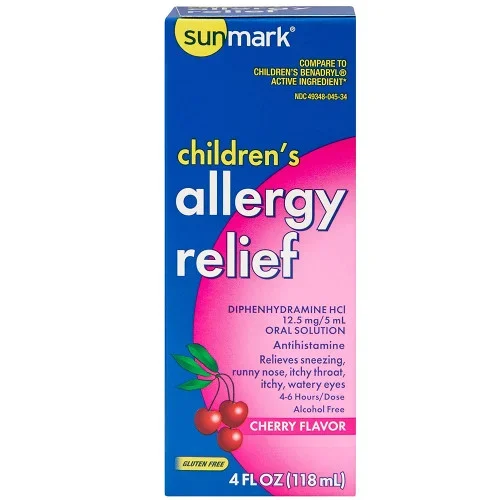Sunmark Children’s Allergy Relief Liquid Cherry Flavor Thrifty White Health Essentials