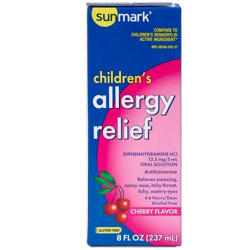 Sunmark Children’s Allergy Relief Oral Solution Cherry Flavor Thrifty White Health Essentials