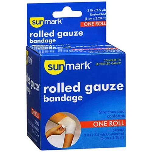 Sunmark Rolled Gauze Bandage 2 Inches X 2.5 Yards Thrifty White Health Essentials