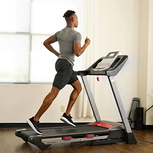 Sunny Health & Fitness Electric Folding Treadmill with LCD and Pulse Monitor, 265 LB Max Weight, Tablet Holder, Bluetooth Speakers and USB Charging – SF-T7917,Black
