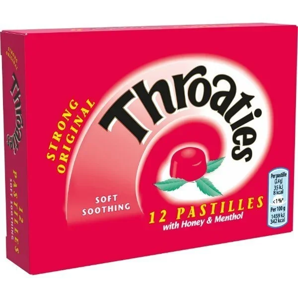 Throaties Soft And Soothing Strong Original Pastilles 12’S Health & Wellbeing