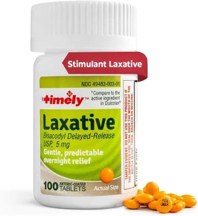 Timely Laxative Bisacodyl 5mg Stimulant Laxatives 100 Ct
