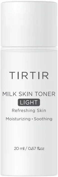 TIRTIR Milk Skin Rice Toner Light | Instant Hydration with 4% Niacinamide, Pantenol, Lightweight, Pore-Tightening, Vegan, Acne-Prone, Oily Skin, Fungal Acne Safe, Korean Skin Care, 0.67 Fl Oz