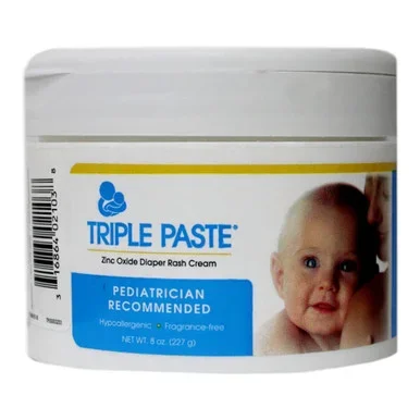 Triple Paste Diaper Rash Cream, Hypoallergenic Medicated Ointment For Babies 8 Oz
