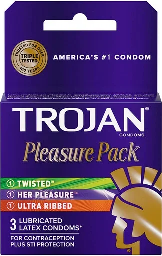 Trojan Pleasure Lubricated Condoms 3 Ct