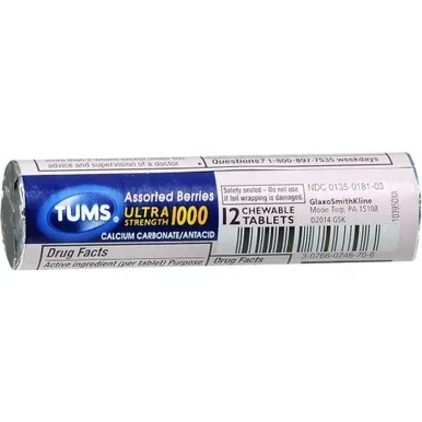 TUMS Ultra 1000 Tablets Assorted Berries 12 ea
