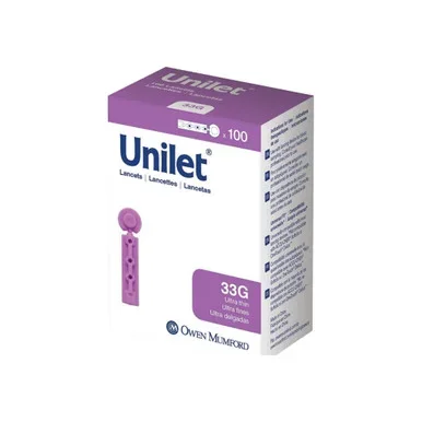 Unilet Sharepened Needle Unilet Lancets, 100 Ea