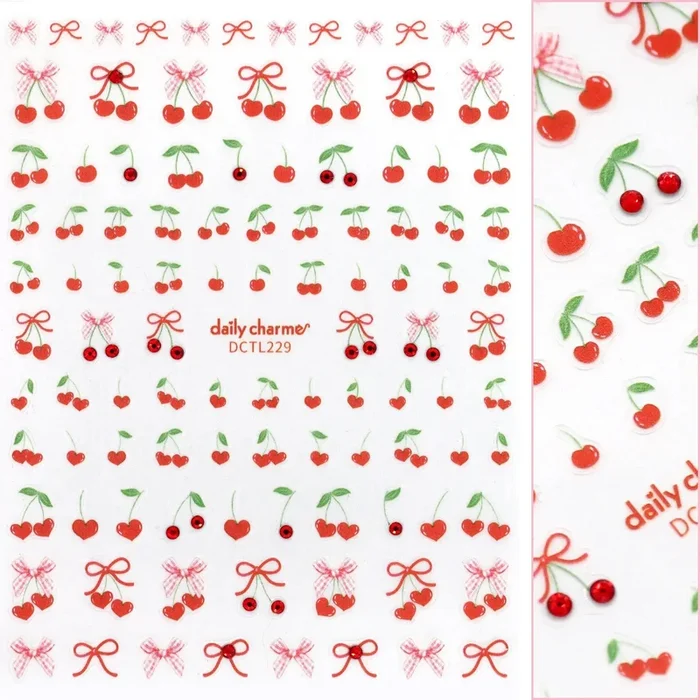 Valentine Bejeweled Nail Art Sticker Coquette Cherry