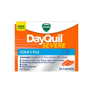 Vicks Dayquil Severe Cold & Flu Relief Caplets, 24 Ea