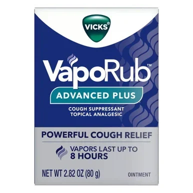Vicks Vaporub Advanced Plus Cough Suppressant Topical Chest Rub Analgesic Ointment 2.82Oz