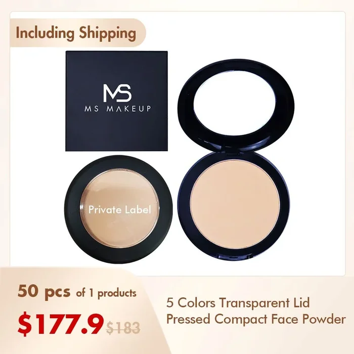 Wholesale 5 Colors Pressed Compact Makeup Powder Custom Logo(50pcs free shipping)