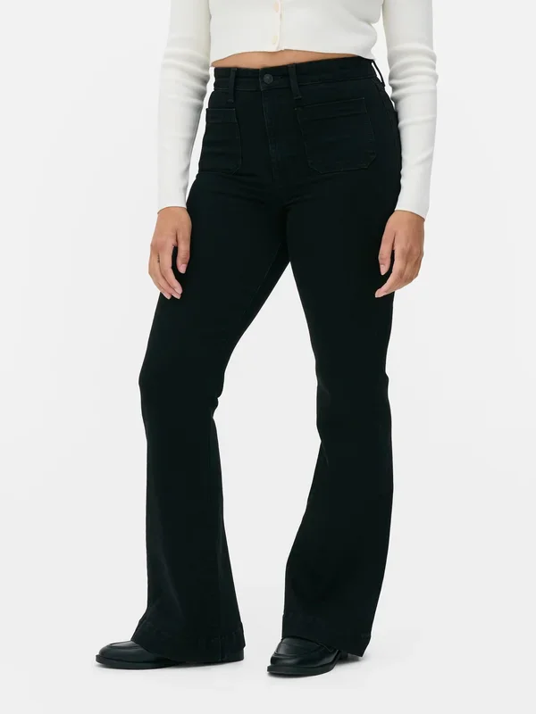 Women’s Barely Black Patch Pocket MidRise Flared Jeans Penneys