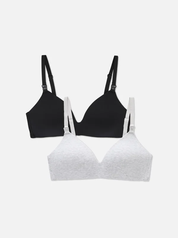 Women’s Black 2pk Cotton Maternity Nursing Bras Penneys