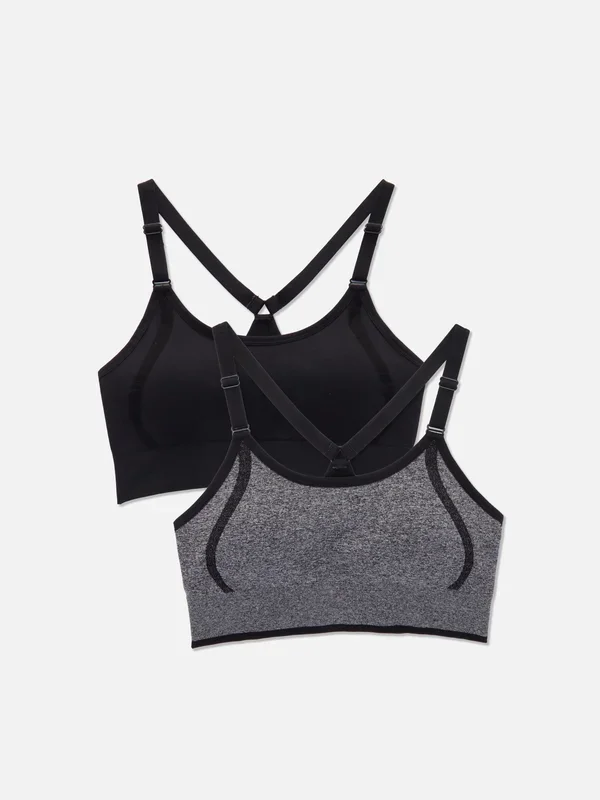 Women’s Black 2pk Seamless Racerback Sports Bras Penneys
