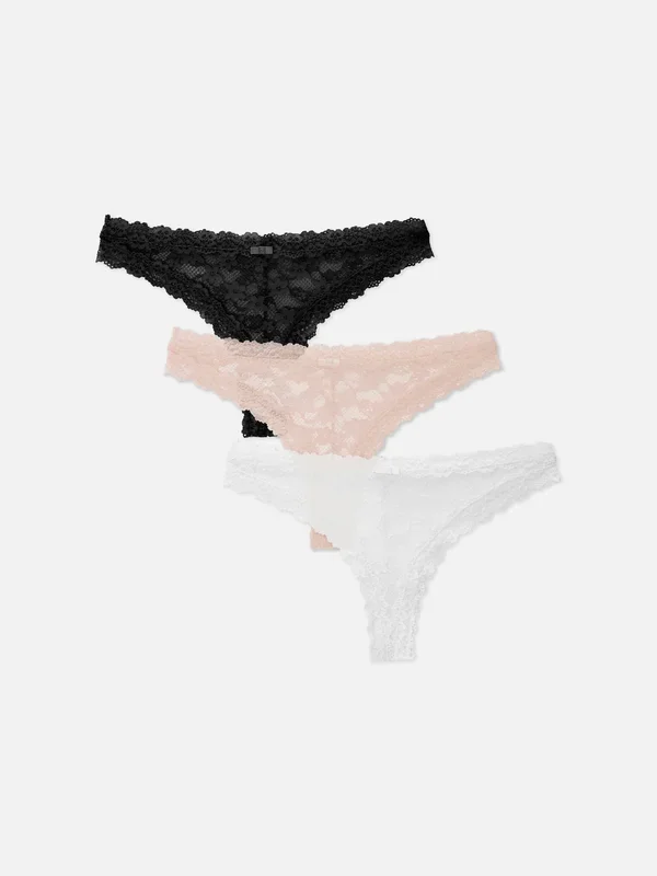 Women’s Black 3pk Lace Brazilian Thongs Penneys
