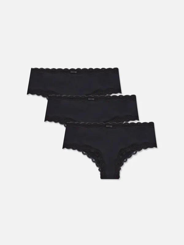 Women’s Black 3pk Lace Trim Hipster Brief Penneys