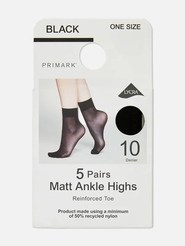 Women’s Black 5pk 10 Denier Ankle Highs Penneys