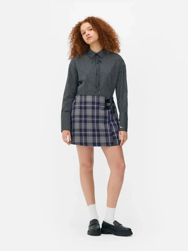 Women’s Black Colleen Atwood X Wednesday Tie Neck Stripe Shirt Penneys