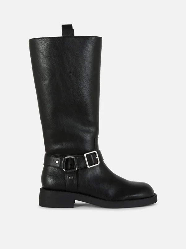 Women’s Black Knee High Biker Boots Penneys