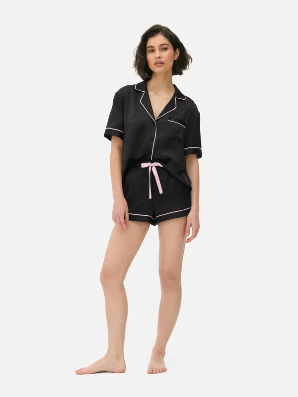 Women’s Black Satin Boyfriend Short Pyjama Set Penneys