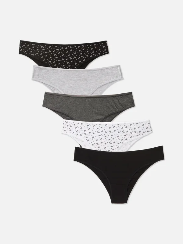 Women’s Black/White 5pk Everyday Brazilian Briefs Penneys