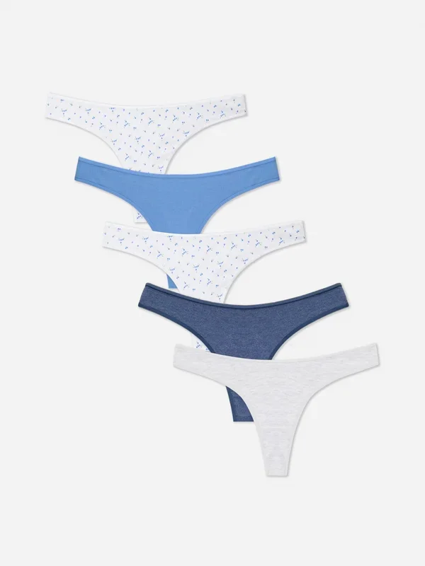Women’s Blue 5pk Cotton Rich Thongs Penneys