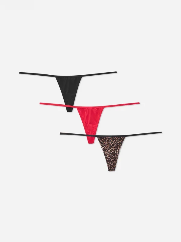 Women’s Brown 3pk Printed String Thongs Penneys