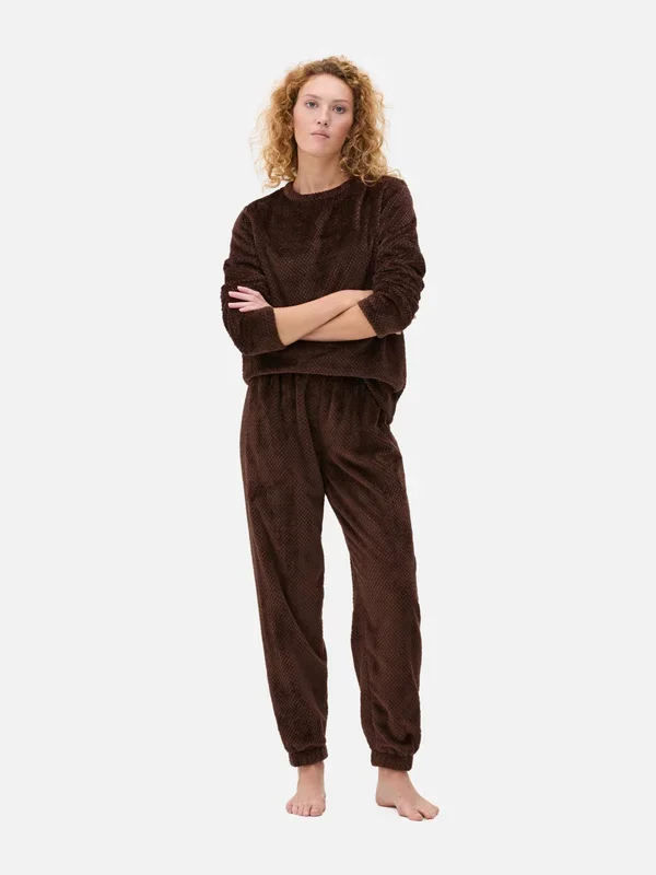 Women’s Brown Fleece Pyjama Set Penneys