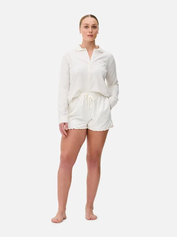 Women’s Cream Cotton Ruffle Pyjama Shorts Penneys