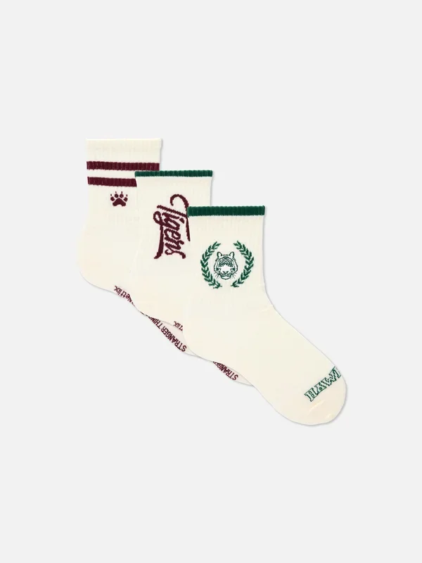 Women’s Ecru 3pk Stranger Things socks Penneys