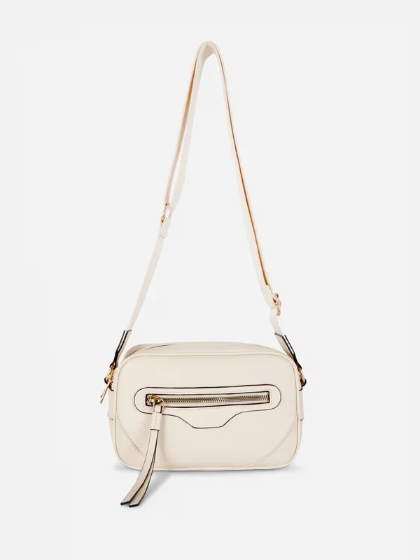 Women’s Ecru Double Zip Crossbody Camera Bag Penneys