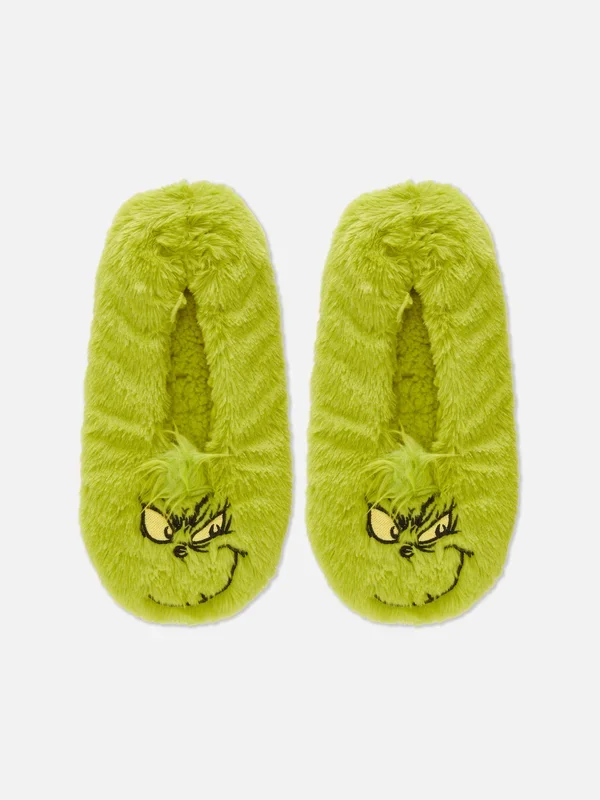Women’s Green The Grinch Footlet Slippers Penneys