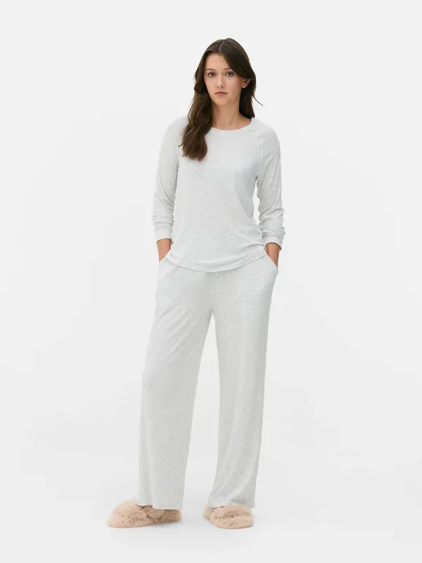Women’s Grey Marl Adaptive Ribbed Pyjama Top Penneys