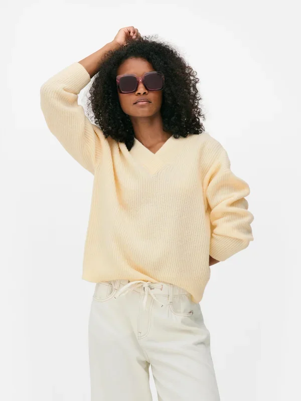 Women’s Ivory Ribbed VNeck Jumper Penneys