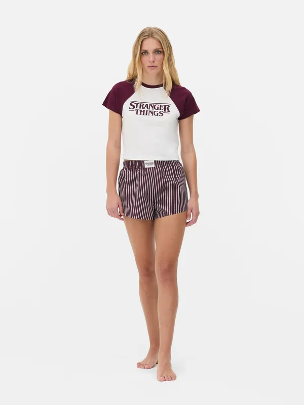 Women’s Ivory Stranger Things Raglan Shorty Pyjama Set Penneys