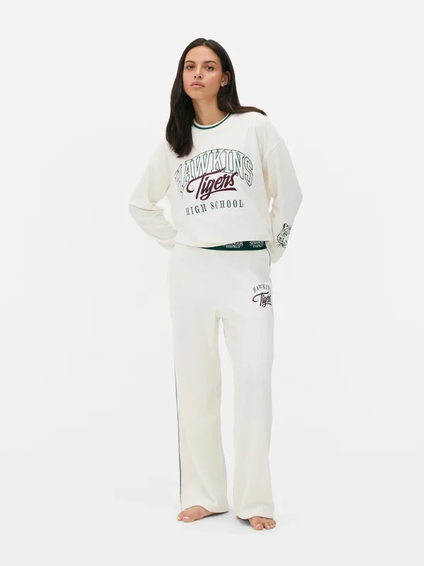 Women’s Ivory Stranger Things Wide Leg Joggers Penneys