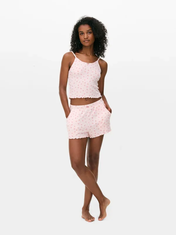Women’s Light Pink Printed Pointelle Pyjama Cami Penneys