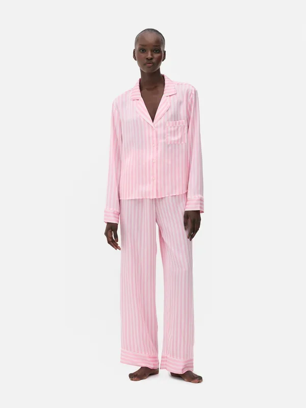 Women’s Pink Satin Stripe Pyjamas Penneys