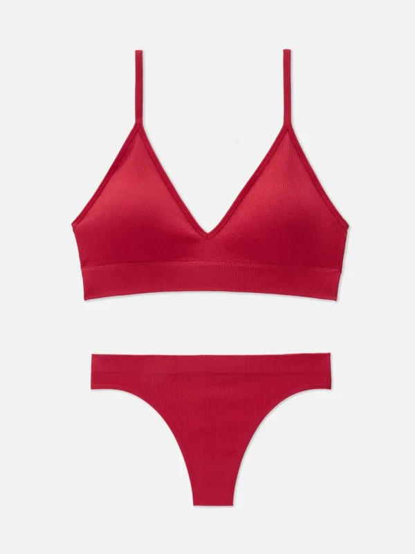 Women’s Red Seamless Padded Underwear Set Penneys