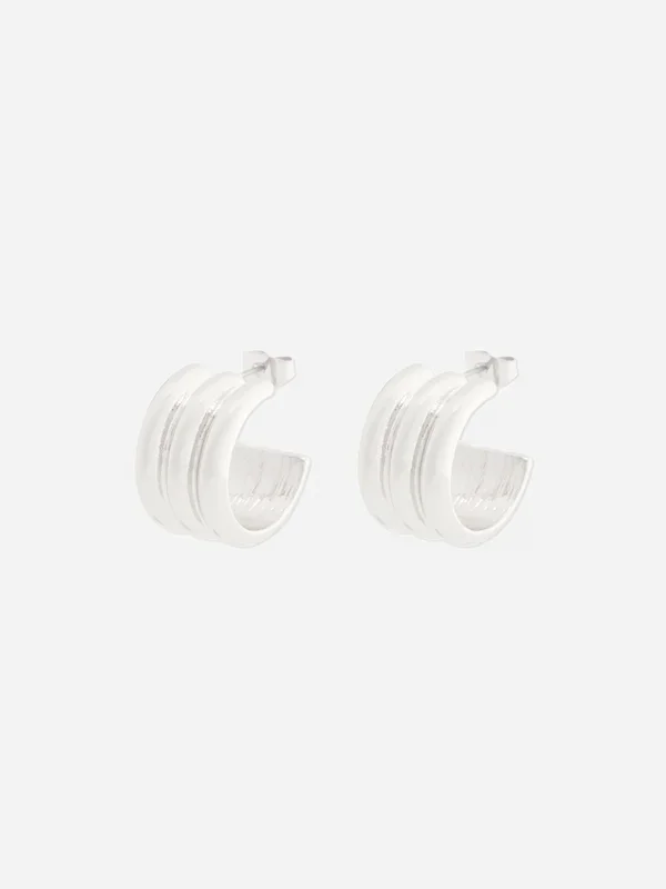 Womens The Edit Ridge Hoops White Penneys