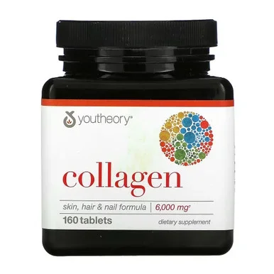 Youtheory, Collagen Skin Hair And Nail Advanced Formula 6,000 Mg, 1 Each, 160 Tab