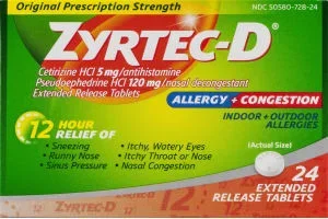 ZyrtecD Allergy + Congestion Extended Release Tablets 24 CT.