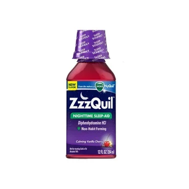 Zzzquil Nighttime SleepAid, Calming Vanilla Cherry 12 Oz